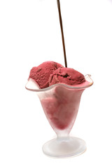 strawberry ice cream over white filled chocolate