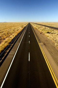 Empty Arizona I-40 highway across USA