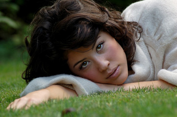 Gorgeous Brunette in the grass