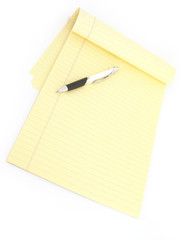 yellow legal pad with pen © R MACKAY