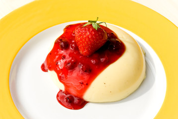 Krem Vanille Pudding mit Johannisbeeren-Soße