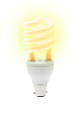 Glowing energy saving light bulb