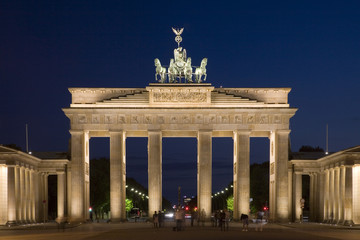 Brandenburg Gate in Berlin illuminated after dusk