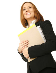 Happy Business Woman Carrying Files