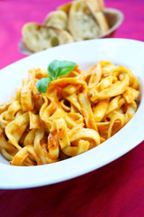 Tomato pasta and bread