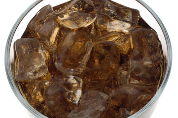 Close up of cola with ice
