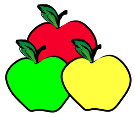 red green and yellow apple varieties