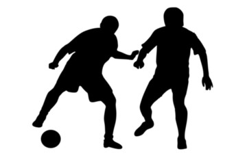 Fototapeta na wymiar Silhouette male playing in football