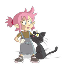 the girl and the cat