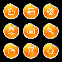 Data icons, orange circle sticker series