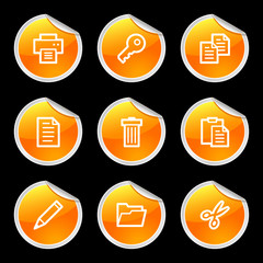 Document icons, orange circle sticker series
