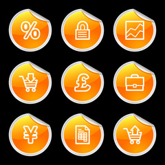 E-business icons, orange circle sticker series