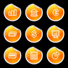 Finance icons, orange circle sticker series