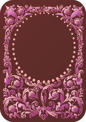pink floral frame on brown