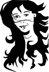 black and white girl portrait