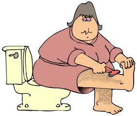 Woman Shaving Her Hairy Legs