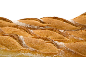 three baguette on white background