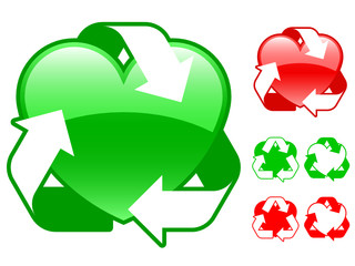 Recycling heart icon collection - vector
