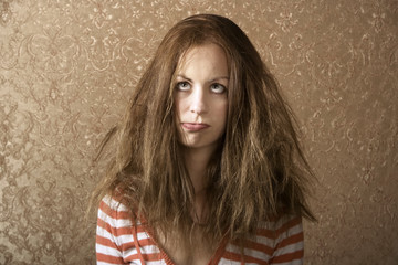 Young Woman with Messy Hair - obrazy, fototapety, plakaty