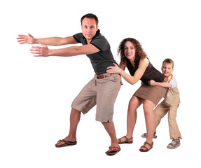 Fototapeta premium son and mother keep for father chain