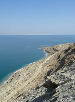 View of the Dead Sea, looking out from the Israeli side.