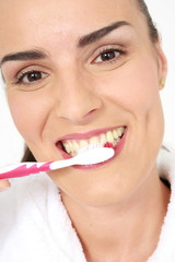 Woman with toothbrush