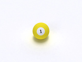 Yellow pool ball. Number one.