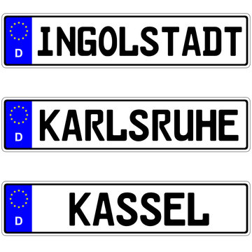 Ingolstadt, Karlsruhe, Kassel - Kennzeichen