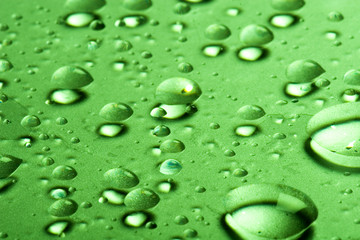 Water drops on a glass surface