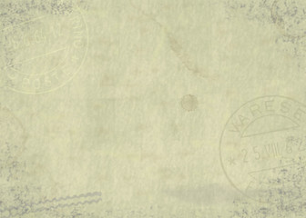 Aged paper background with postmarks and stains.