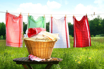 Towels drying on the clothesline - Powered by Adobe