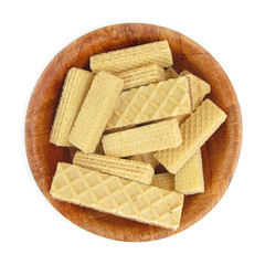 Wafers with cream flavoring in wooden dish