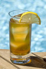 Ice Tea by a Swimming Pool