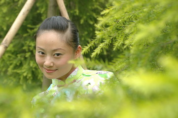 Chinese girl in park