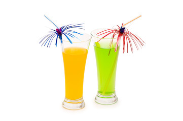 Orange and apple cocktail isolated on the white background