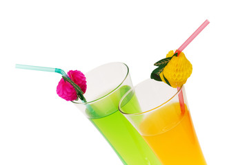 Orange and apple cocktail isolated on the white background