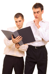 two attentive businessmen