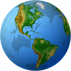 Globe showing the Americas