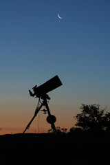 Telescope set up for night viewing