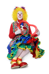 Clown Holding Heart Balloon