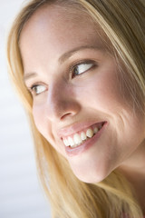 Head shot of woman smiling