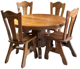 Solid wood kitchen table set, isolated - 8487139