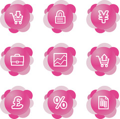 Business icons, pink flower series
