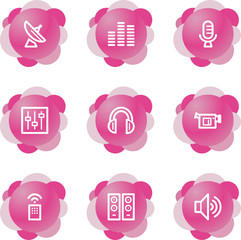 Media icons, pink flower series