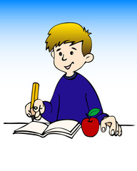boy studying lessons
