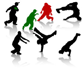 Silhouettes of streetdancers teens - 2