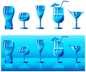 Set of glasses in blue