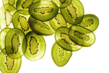 Sliced kiwi isolated on white background.