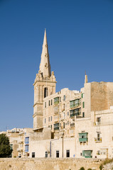 Fototapeta na wymiar view historic buildings grand harbor valletta malta