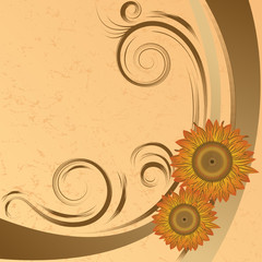 Background with abstract sunflowers